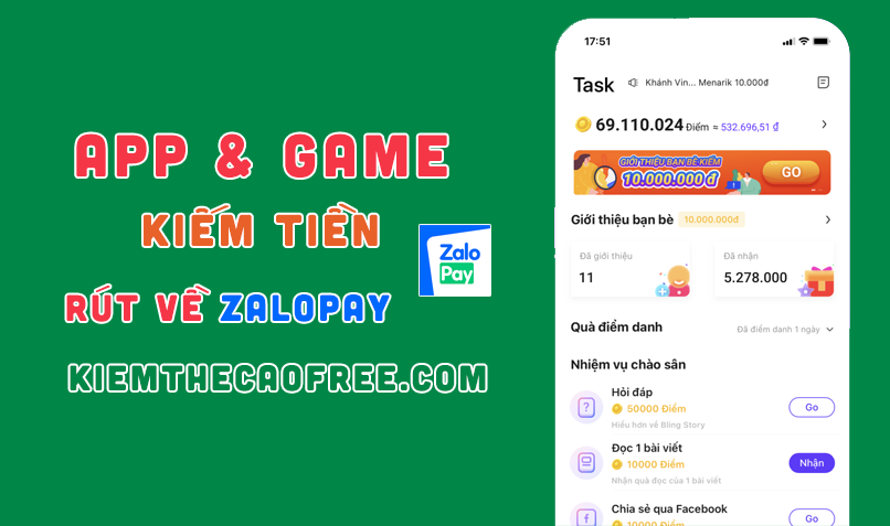 App Kiếm Tiền Rút Về Zalopay