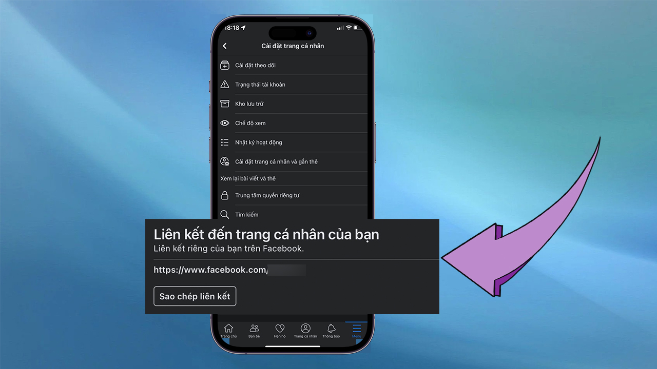 Cách thay đổi đường link Facebook trên iPhone